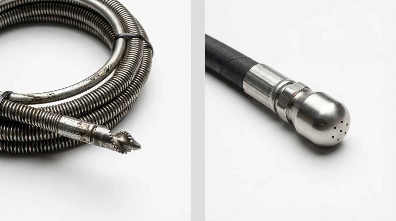 Drain snake cable and hydro jetting nozzle used for drain cleaning in Palatka, FL