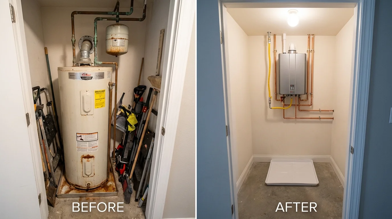 Tank water heater versus wall-mounted tankless unit comparison for Palatka, FL homeowners